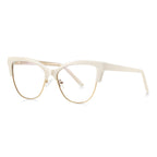 Clubmaster Cat Eye Blue Light Blocking Glasses in Ivory Cream & Gold