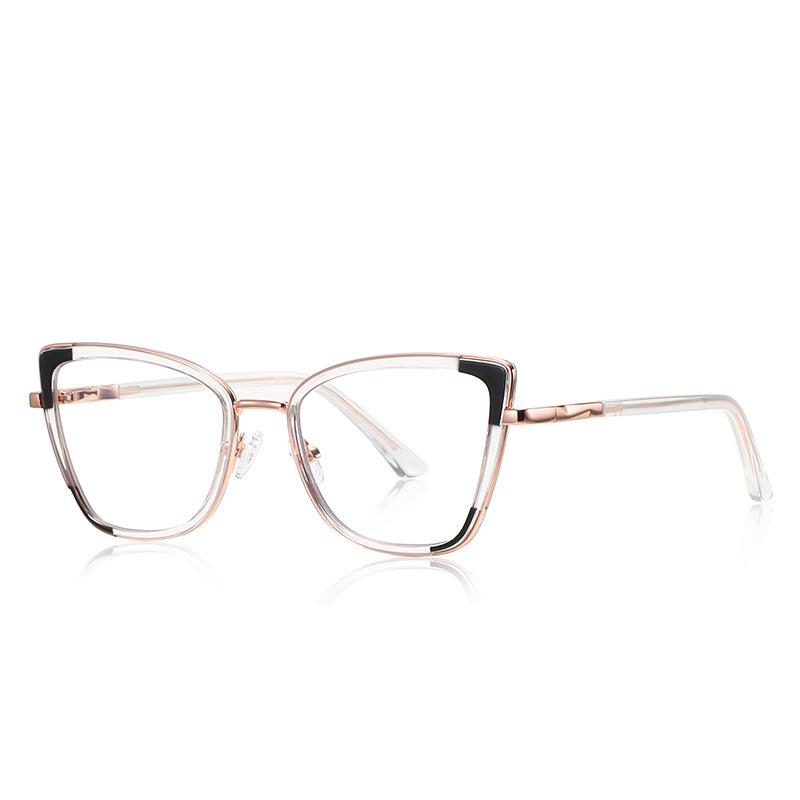 Corner Accent Cat Eye Blue Light Blocking Glasses in Clear & Black
