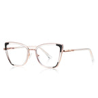 Corner Accent Cat Eye Blue Light Blocking Glasses in Clear & Black