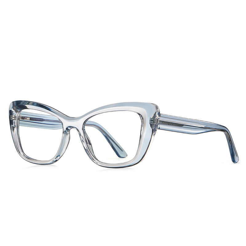 Fluted Temple Cat Eye Blue Light Blocking Glasses in Glacier Blue