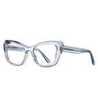 Fluted Temple Cat Eye Blue Light Blocking Glasses in Glacier Blue