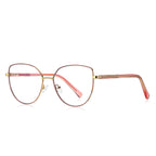 Chevron Temple Butterfly Spring Hinge Blue Light Blocking Glasses in Blush Pink with Gold Bridge