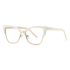 Semi-Rimless Browline Cat Eye Blue Light Blocking Glasses in Cream Ivory