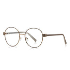 Fluted Hinge Metal Round Blue Light Blocking Glasses in Pewter Bronze