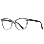Braided Temple Cat Eye Blue Light Blocking Glasses in Crystal Clear with Black Temples