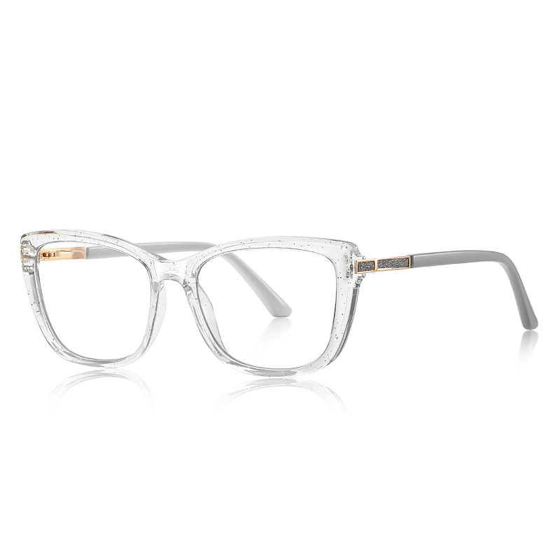 Pavé Bar Square Blue Light Blocking Glasses in Crystal Clear