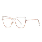 Wing Tip Metal Cat Eye Blue Light Blocking Glasses in Rose Gold & Crystal Clear