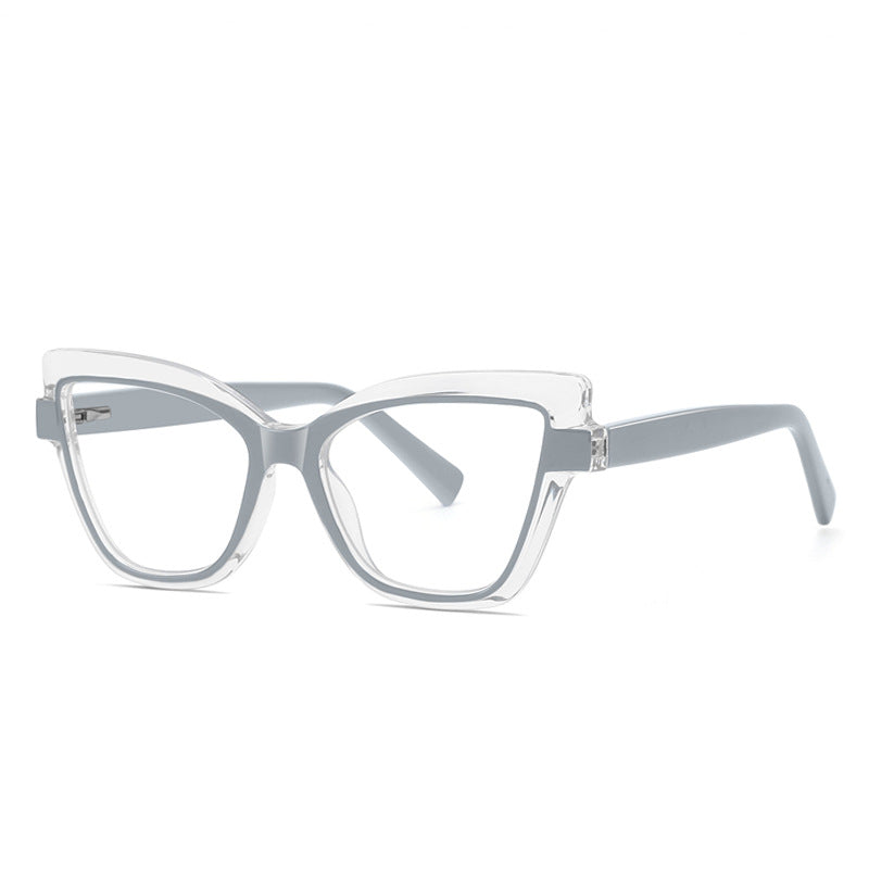 Floating Frame Cat Eye Blue Light Blocking Glasses in Crystal Clear with Inner Slate Grey Frame