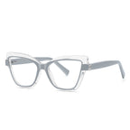 Floating Frame Cat Eye Blue Light Blocking Glasses in Crystal Clear with Inner Slate Grey Frame