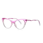 Wave Temple Cat Eye Blue Light Blocking Glasses in Translucent Pink