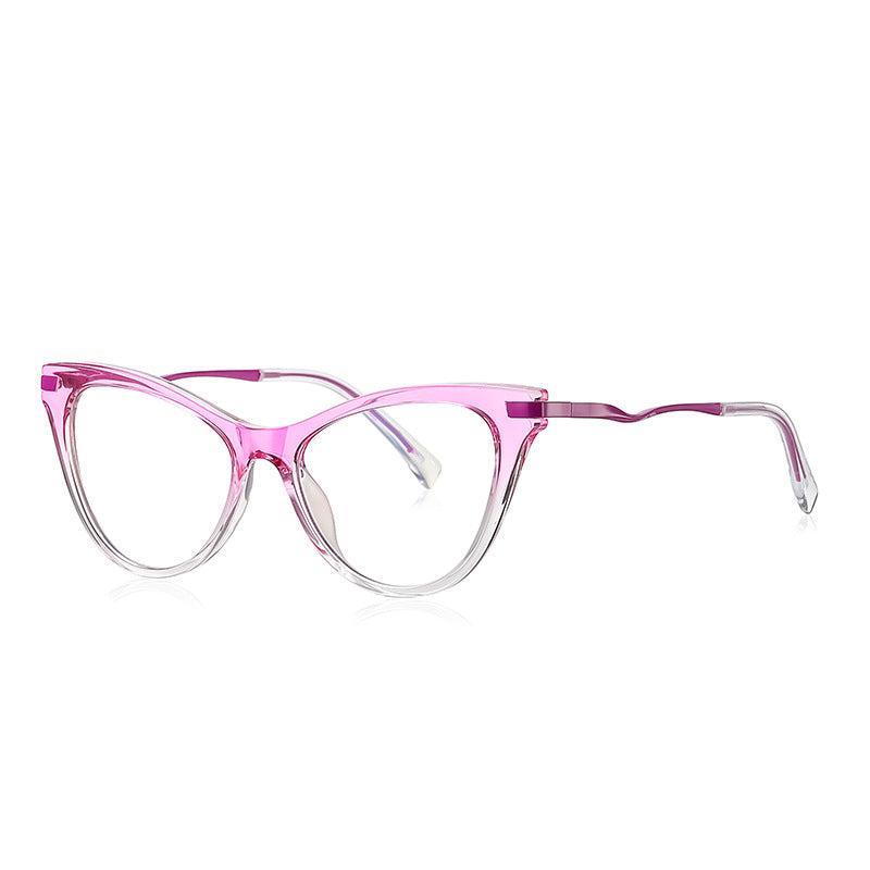 Wave Temple Cat Eye Blue Light Blocking Glasses in Translucent Pink