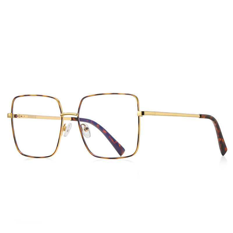 Slim Metal Square Blue Light Blocking Glasses in Gold with Tortoiseshell Enamel Rim