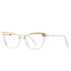 Winged Metal Bridge Cat Eye Blue Light Blocking Glasses in Crystal Clear