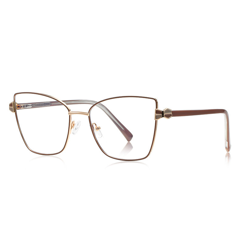 Bowtie Hinge Cat Eye Blue Light Blocking Glasses in Burgundy Wine and Gold