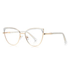 Brow Cap Metal Cat Eye Blue Light Blocking Glasses in Polished Gold and Crystal Clear