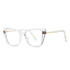 Geometric Link Cat Eye Blue Light Blocking Glasses in Crystal Clear