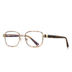 Block Hinge Metal Square Blue Light Blocking Glasses in Gold with Tortoiseshell Temples