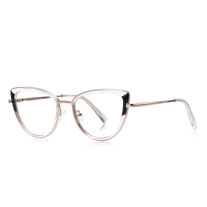 Wingtip Inset Cat Eye Blue Light Blocking Glasses in Clear & Black