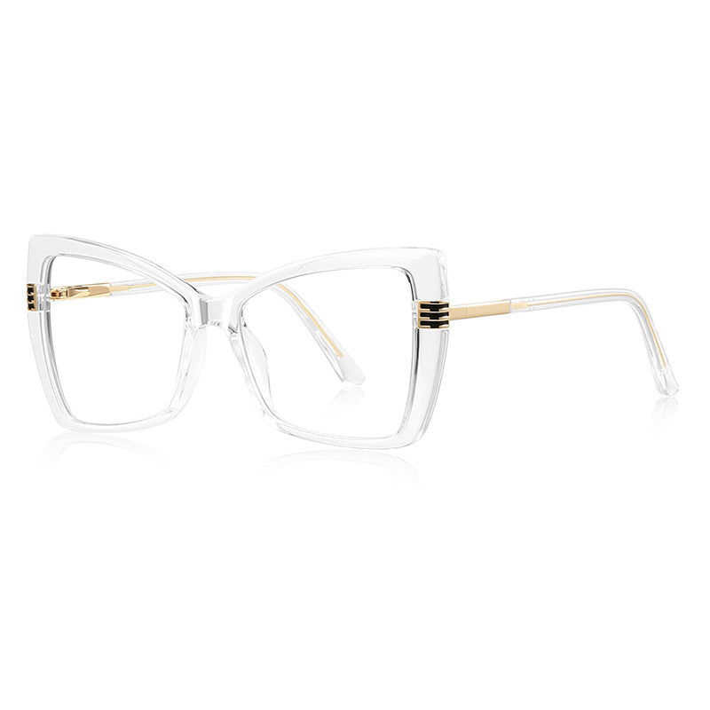 Triple Bar Butterfly Square Blue Light Blocking Glasses in Crystal Clear