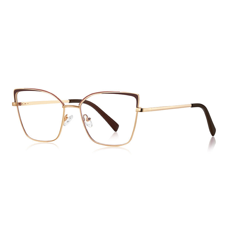 Enamel Brow Butterfly Blue Light Blocking Glasses in Gold & Wine Red Enamel
