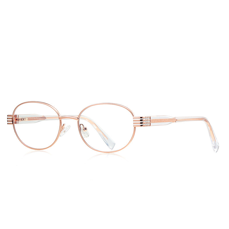 Vintage Metal Oval Blue Light Blocking Glasses in Rose Gold &amp; Clear