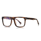 Oversized Square Flat-Top Acetate Blue Light Blocking Glasses in Tortoise Amber Stripe
