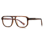 Chevron Temple Navigator Blue Light Blocking Glasses in Amber Tortoiseshell