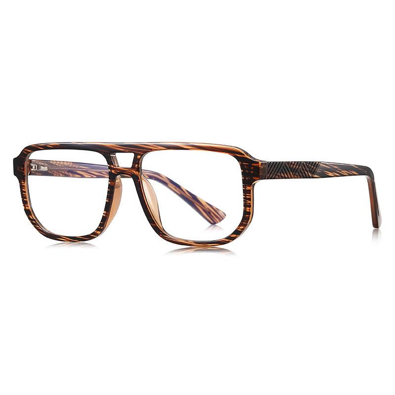 Chevron Temple Navigator Blue Light Blocking Glasses in Amber Tortoiseshell