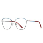 Two-Tone Brow Butterfly Spring Hinge Blue Light Blocking Glasses in Teal Blue with Silver Frame