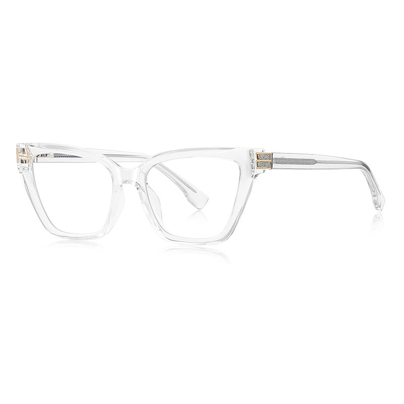 Rhinestone Hinge Cat Eye Blue Light Blocking Glasses in Crystal Clear