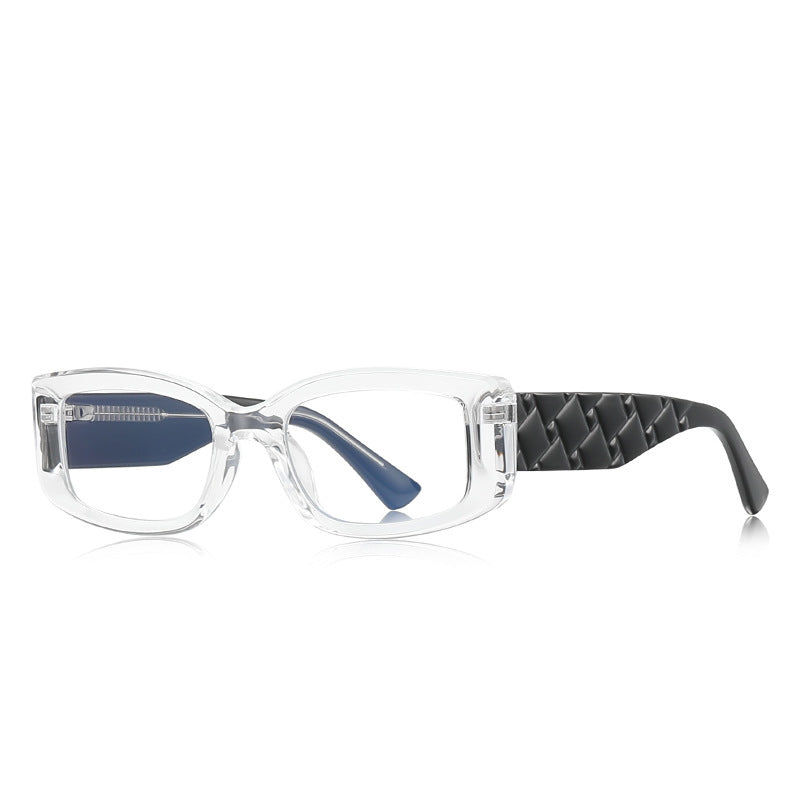 Woven Temple Rectangle Blue Light Blocking Glasses in Crystal Clear