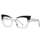 Bicolor Crystal Cat Eye Blue Light Blocking Glasses in Black and Crystal Two-Tone