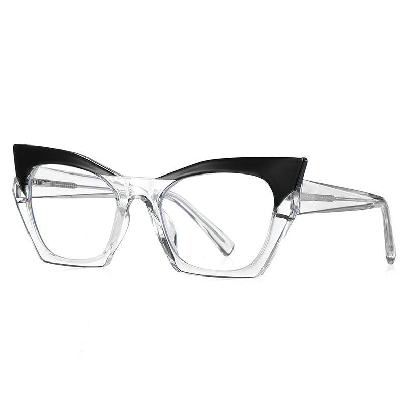 Bicolor Crystal Cat Eye Blue Light Blocking Glasses in Black and Crystal Two-Tone