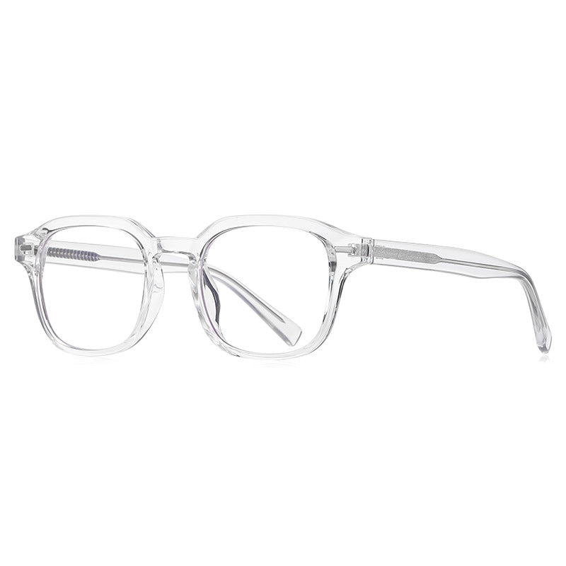 Bar Rivet Square Blue Light Blocking Glasses in Crystal Clear