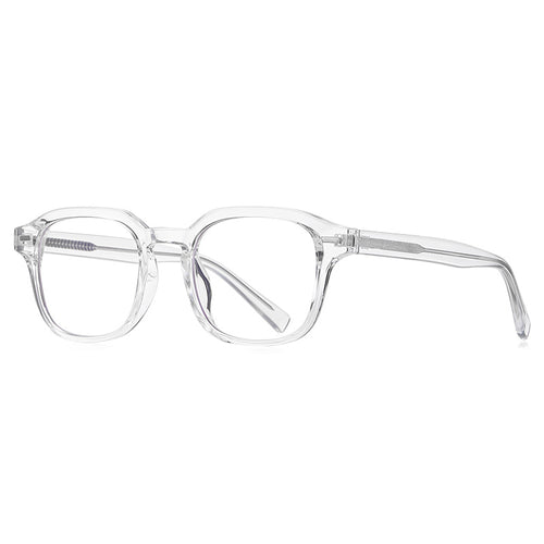 Bar Rivet Square Blue Light Blocking Glasses in Crystal Clear