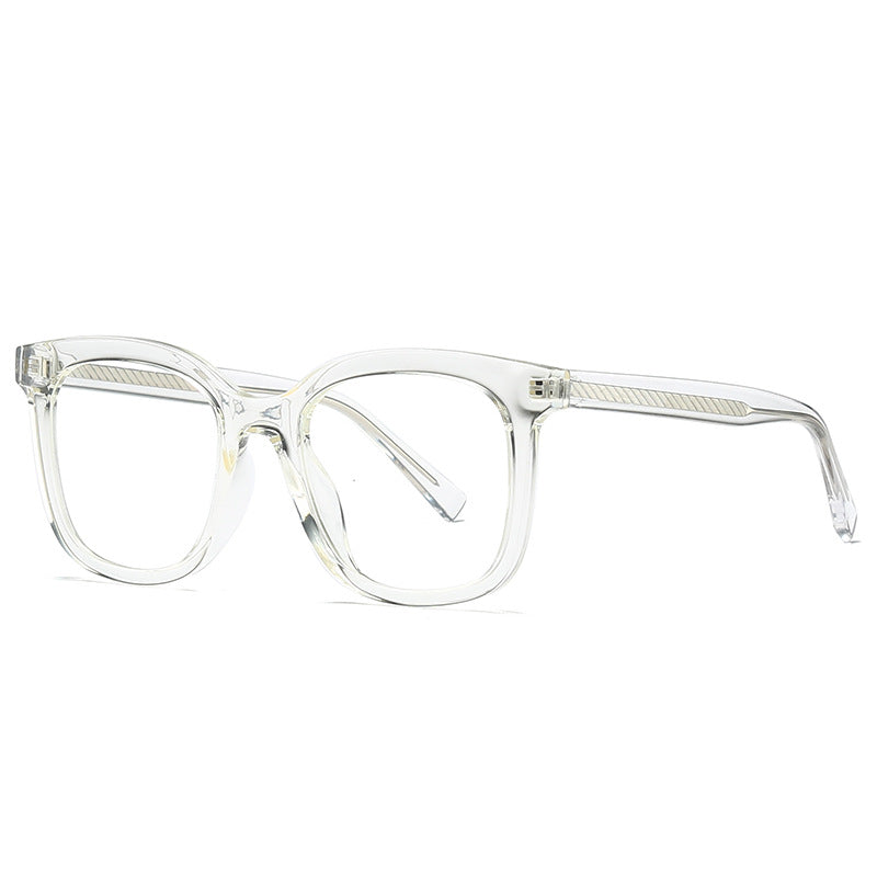Textured Wire Core Square Blue Light Blocking Glasses in Crystal Clear