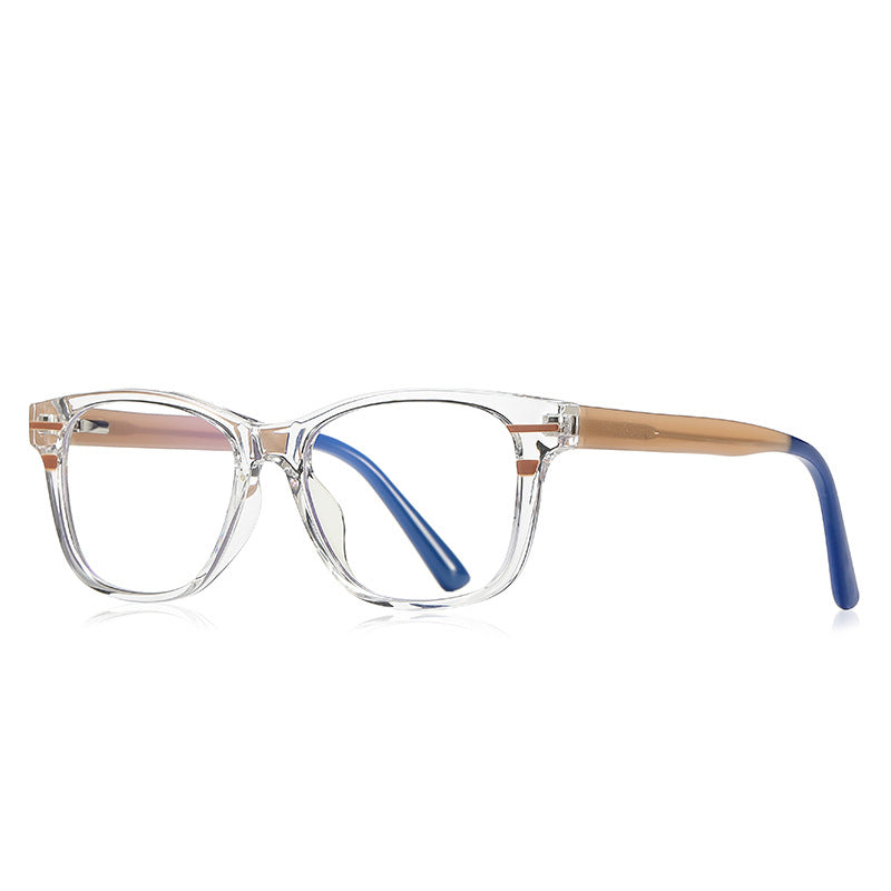 Racing Stripe Rectangle Blue Light Blocking Glasses in Clear with Orange Stripe