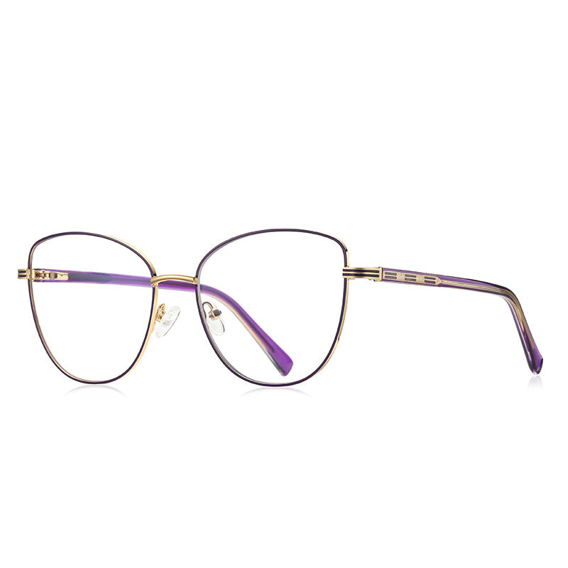 Slotted Temple Butterfly Spring Hinge Blue Light Blocking Glasses in Silver with Magenta Fuchsia Rims and Slotted Temples