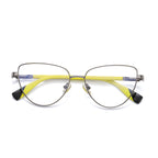 Colorblock Spliced Butterfly Blue Light Blocking Glasses in Red with Yellow/Black Temples