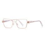 Vintage Metal Square Blue Light Blocking Glasses in Rose Gold & Clear