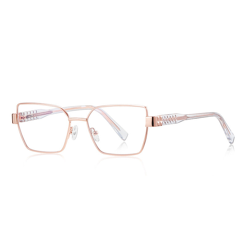 Vintage Metal Square Blue Light Blocking Glasses in Rose Gold & Clear