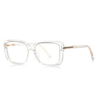 Gold Accent Square Blue Light Blocking Glasses in Crystal Clear & Gold