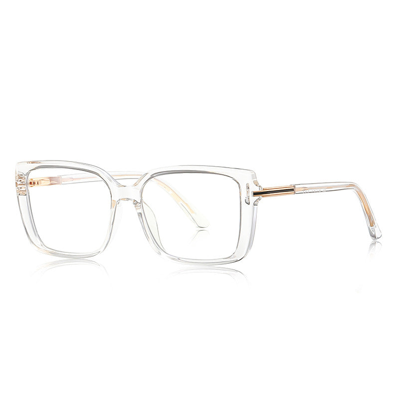 Gold Accent Square Blue Light Blocking Glasses in Crystal Clear & Gold