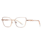 Wavy Temple Butterfly Blue Light Blocking Glasses in Rose Gold with Pink Brow & Clear Temples