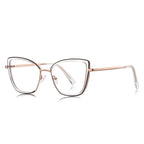 Acetate Liner Cat Eye Blue Light Blocking Glasses in Rose Gold with Clear Liner
