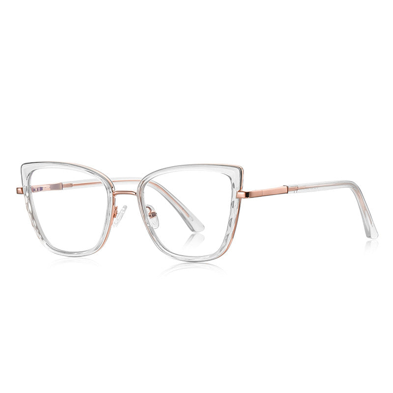 Metal Bridge Square Blue Light Blocking Glasses in Crystal Clear