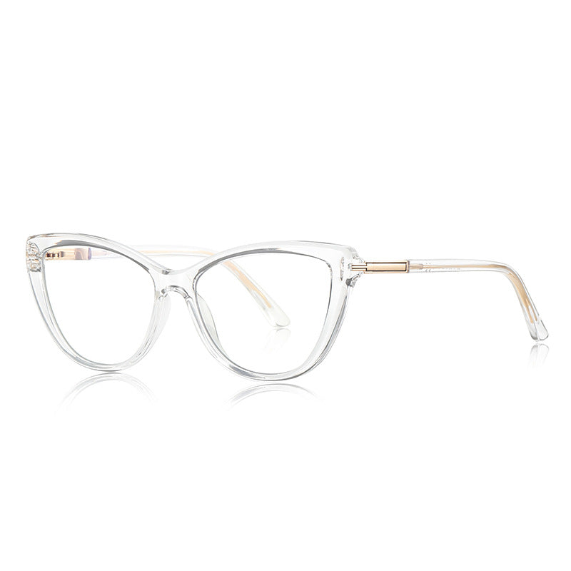 T-Bar Cat Eye Blue Light Blocking Glasses in Crystal Clear & Gold