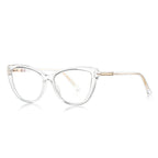 T-Bar Cat Eye Blue Light Blocking Glasses in Crystal Clear & Gold