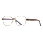 Dual Rivet Metal Square Blue Light Blocking Glasses in Gold & Brown