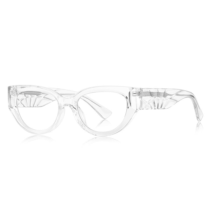 Fan Temple Cat Eye Blue Light Blocking Glasses in Glossy Solid Black
